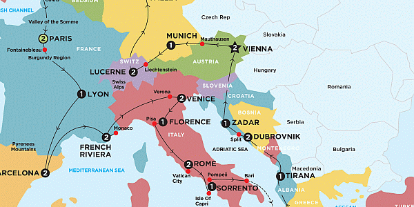 Contiki Europe itinerary